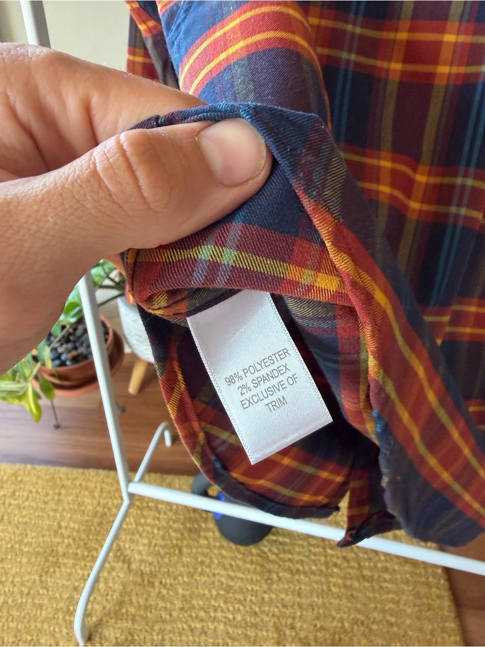 Alaskan Hardgear Plaid Flannel Button-Up Shirt in Navy, Red & Orange - Picture 7 of 7